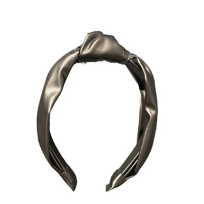 Women s Metallic Silver Gray PU Leather Fashion Knotted Headband One Size