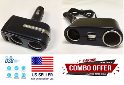 Cigarette Lighter 12v Iphone Car Charger 2x Dual Port USB Car 12v