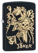 Zippo 29632, "Joker-Top Hat & Skull" Design, Black Matte Lighter