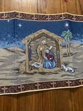 Nativity Tapestry Table Runner Three Kings Star Wise Men Bethlehem Christmas