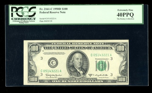 DBR 1950-D $100 FRN Philadelphia Fr. 2161-C PCGS XF-40 PPQ Serial C05143221A - Picture 1 of 2