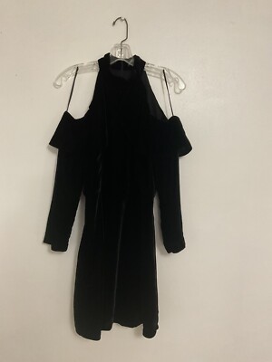 Zara Collections Dress Black Velvet Off Shoulders Size 6