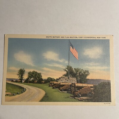 Fort Ticonderoga NY-New York, South Battery And Flag Bastion, Vintage Postcard