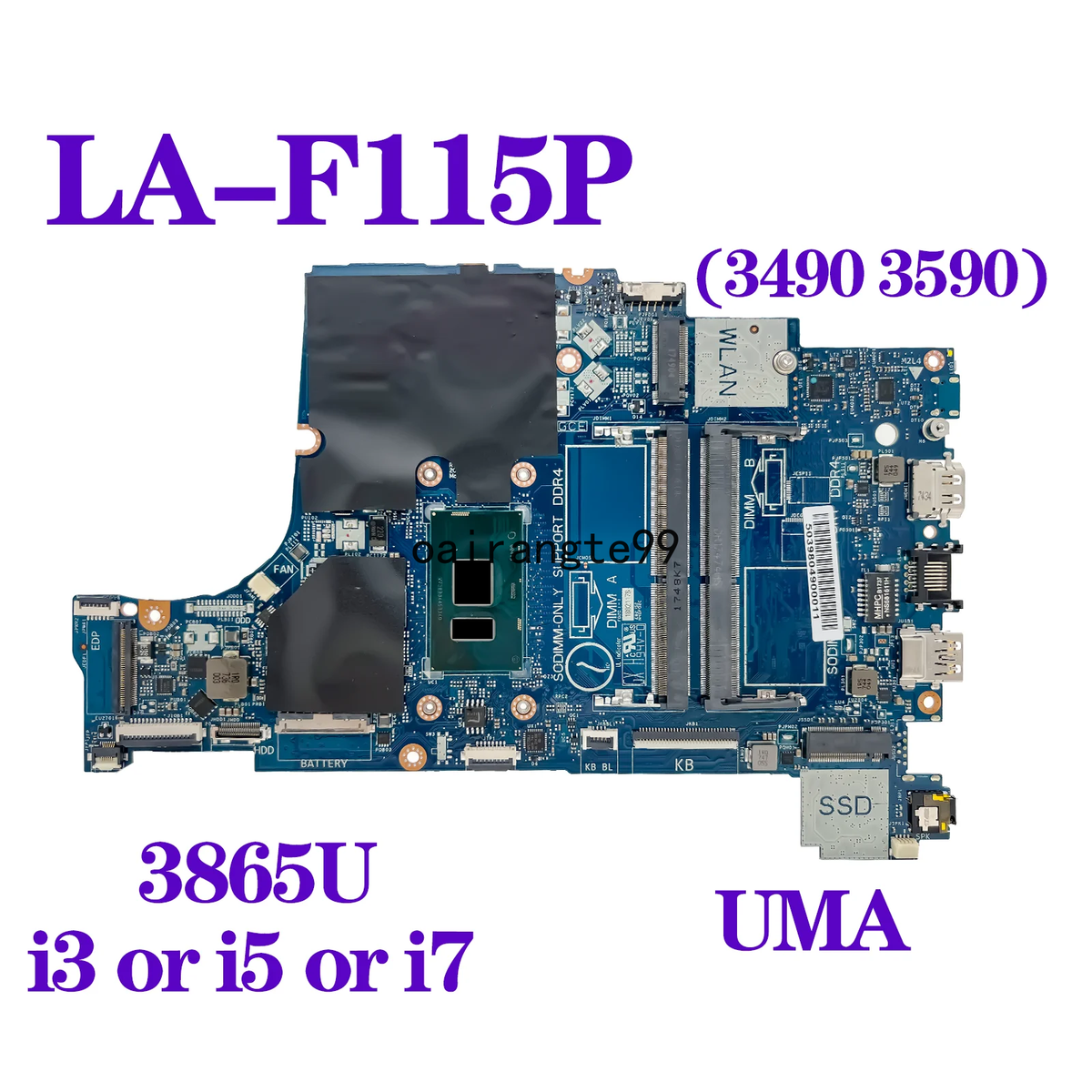 LA-F115P For Dell Latitude 3490 3590 Motherboard 3865U i3 i5 i7