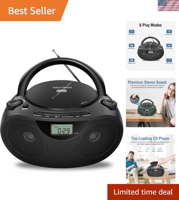 Portable CD Boombox with Bluetooth, AM/FM, USB, AUX, and Bass Boost