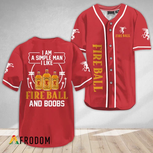 I Like Fireball Whiskey And Boobs Printed Baseball Shirt