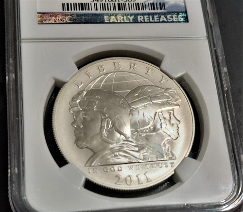 2011-S U.S. ARMY $1 SILVER DOLLAR NGC MS70 EARLY RELEASES BLUE LABEL - 第 1/5 張圖片