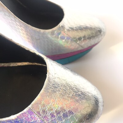 Escarpins Brian Atwood Irisés Argent - Talon Ultra Haut 4", Plateforme, Taille 6