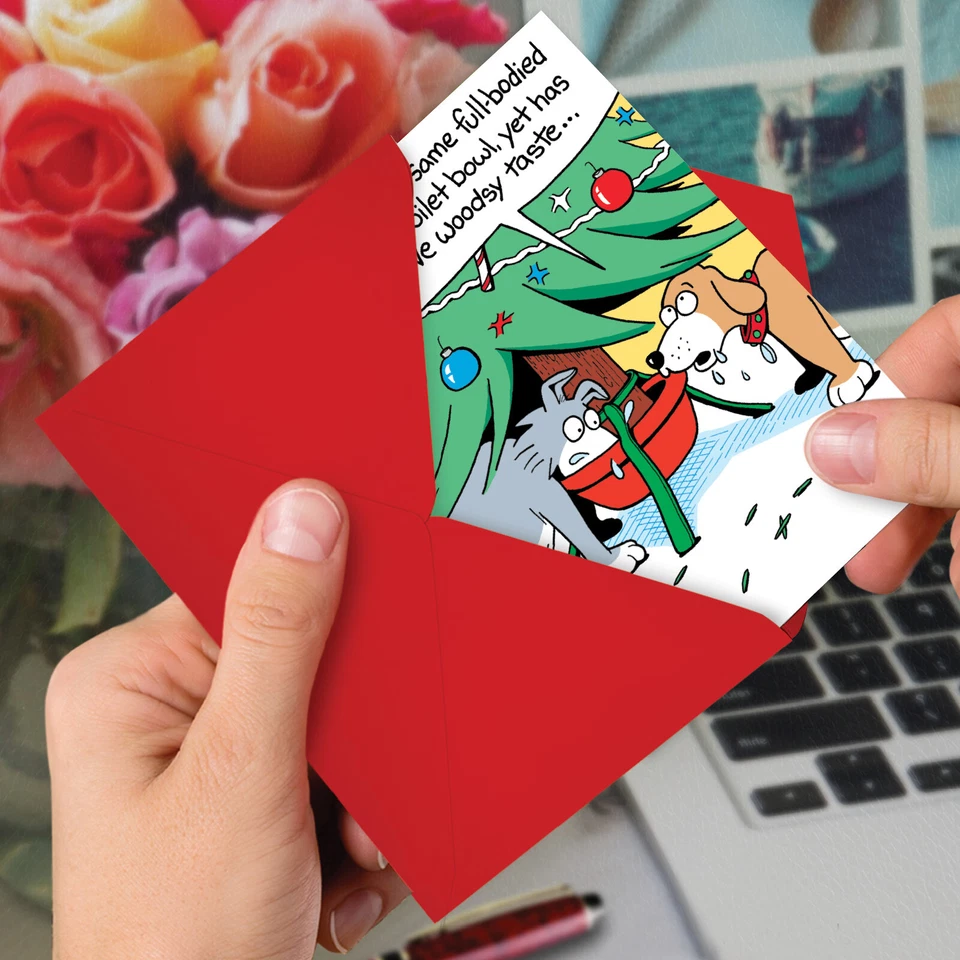 12 divertidos sobres de tarjetas de Navidad (1 diseño) - sabor con cuerpo - NobleWorks Foto 4 de 4