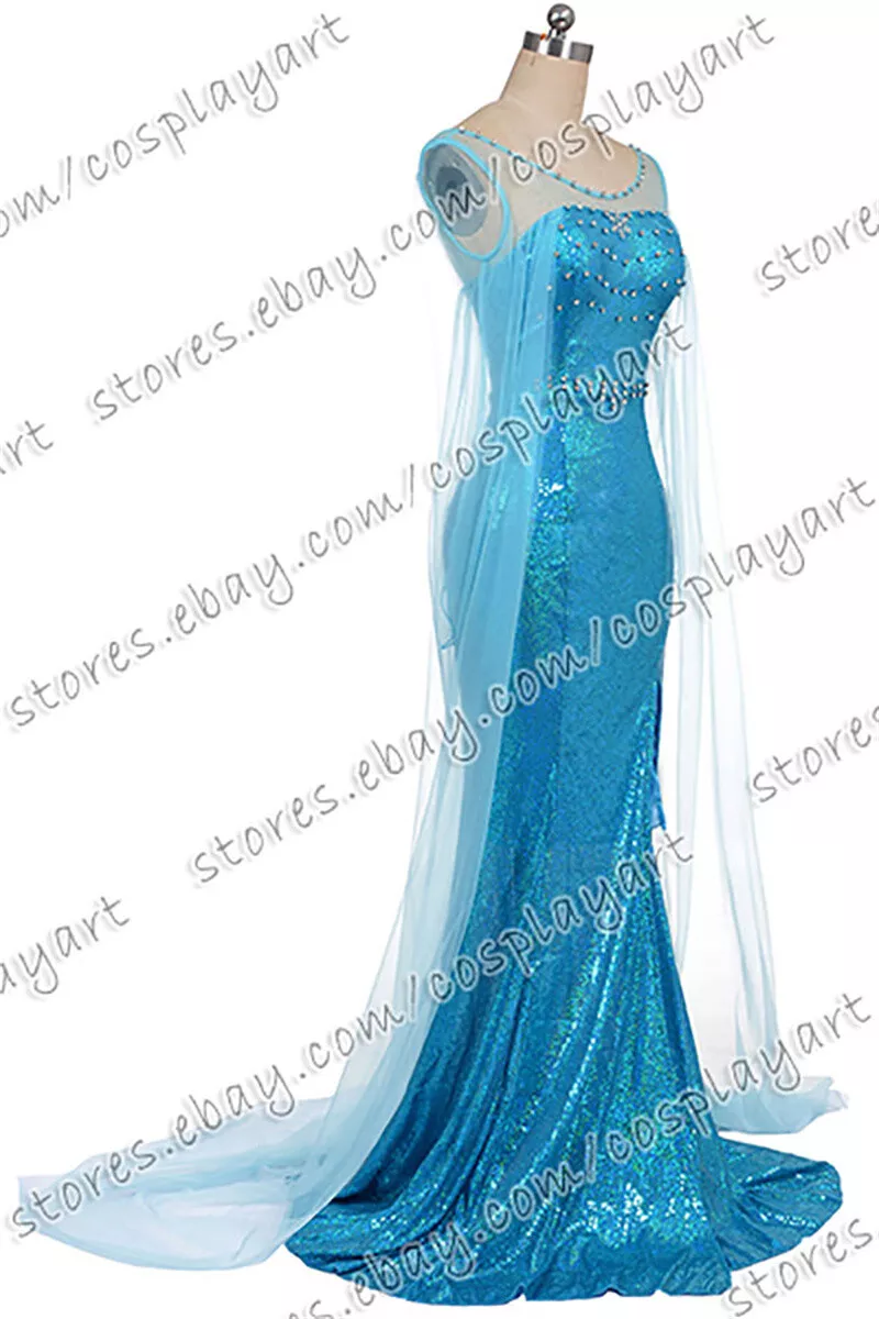 Adult Women s Elsa Dress Frozen Princess Cosplay Costume Party Fancy Dress