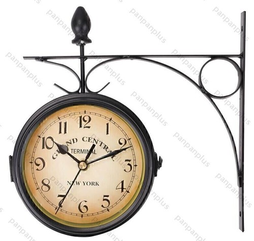 Wanduhr Doppelseitige Bahnhofsuhr Zimmer Küchenuhr Zweiseitig Uhr Antik Quarz - Bild 7 von 9