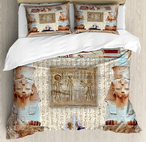 Egypt Duvet Cover Set with Pillow Shams Ancient Heritage Mummy 3pcs - Picture 1 of 11