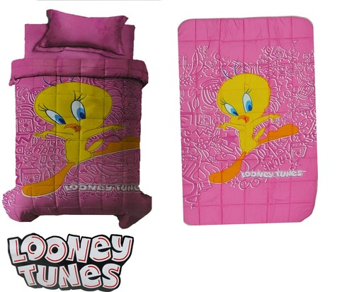 TRAPUNTA STAMPA DIGITALE LETTO SINGOLO 320GR/MQ MICROFIBRA LOONEY TUNES TITTY - Foto 4 di 5