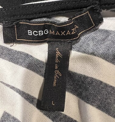 BCBG MaxAzria Black White Striped Dress One Shoulder Midi Large | eBay