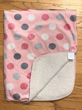 Kidgets Pink Gray Polka Dots Baby Blanket/Lovey