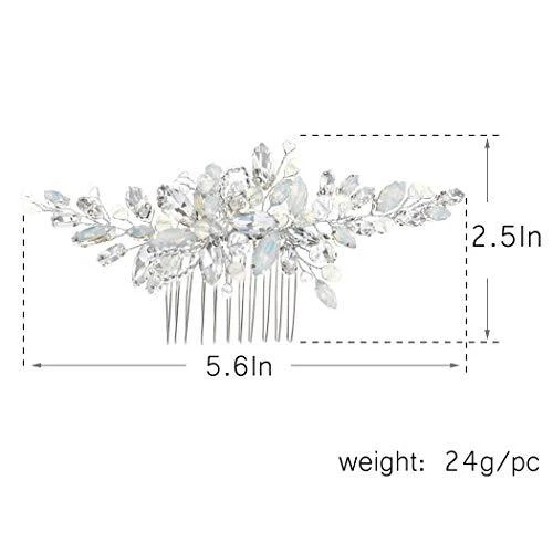 Peine para el cabello de boda peines plateados ópalo vintage pinzas para el cabello nupcial accesorios... Foto 4 de 4