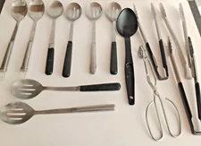 Lot of 13 buffet deli restaurant Stainless Steel spoons tongs slotted spoons