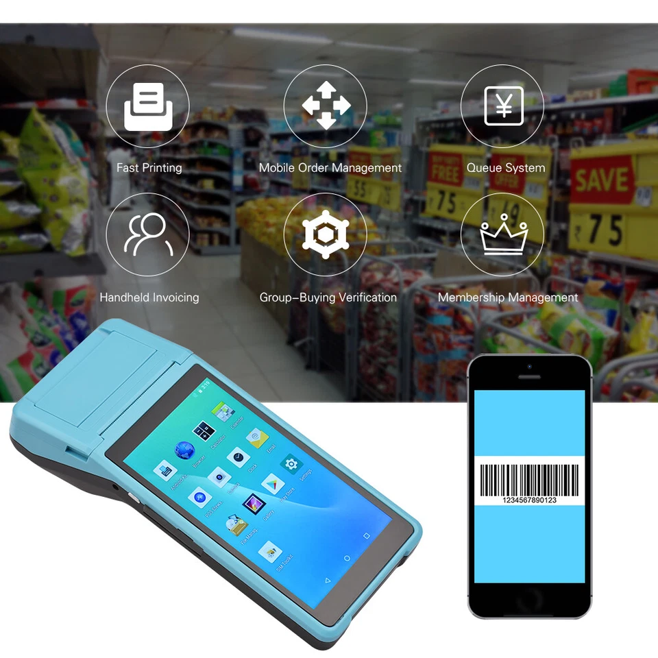 PDA Handheld POS Terminal 3G WiFi BT Wireless 58mm Thermal Receipt Printer H0W2 - Image 3 of 4