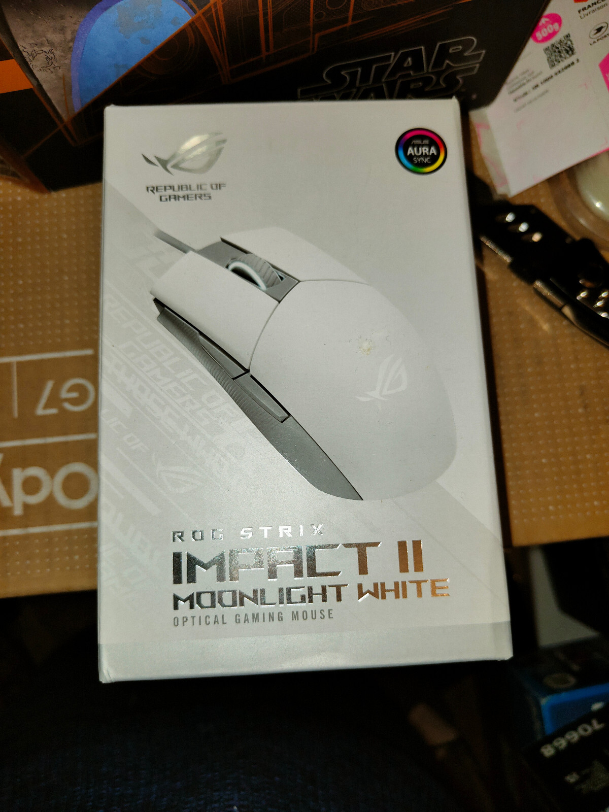 Souris gamer ASUS ROG Strix Impact II Moonlight filaire blanche pour droitier
