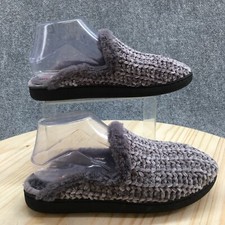 DF By Dearfoams Slippers Womens 7-8 M Mule Black Knitted Slip On Cozy Comfort