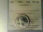 1964 canada silver quarter ICCS PL-64