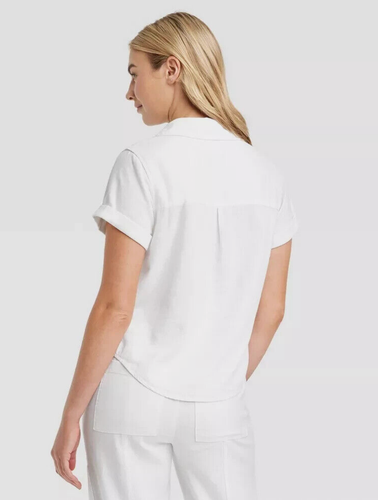 Universal Thread Linen Short Sleeve Collared Button Down Shirt White XS NEW - Picture 3 of 4