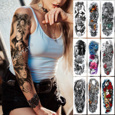 Large Arm Sleeve Tattoo Midnight Leopard BeautyGirl Waterproof TemporarySticker