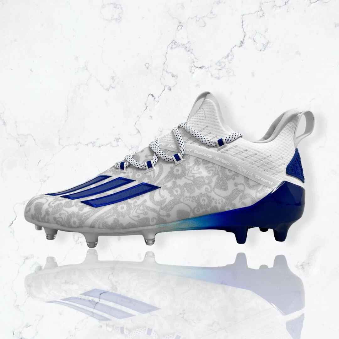 Adidas football cleats hotsell blue and white