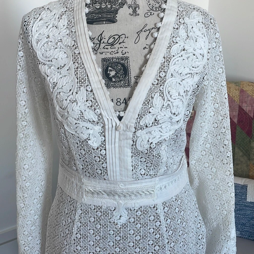 The Kooples Guipure Embroidery Ivory Lace Dress Small S New resende.rj