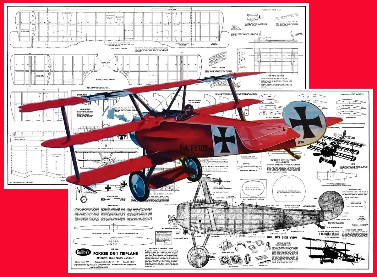 米国Guillow社バルサモデルキットFOKKER DR-I TRIPLANE 米国Guillow社バルサモデルキットFOKKER DR-I TRIPLANE Fokker