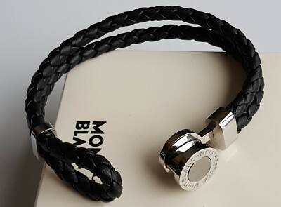 NEW MONTBLANC MEISTERSTUCK URBAN SPIRIT LEATHER BRACELET STNL/ST/ONYX #111402
