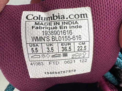 Columbia Shoes Trailstorm Mid Women Berry Deep Blue Water Hiking Size 5.5W - Picture 7 of 11