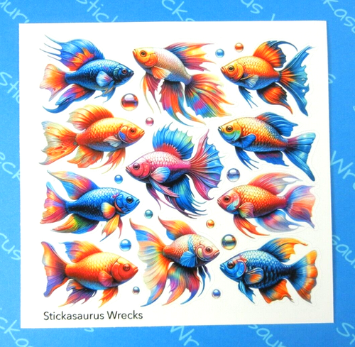 Betta Fisch Stickerbogen - Bild 1 von 3