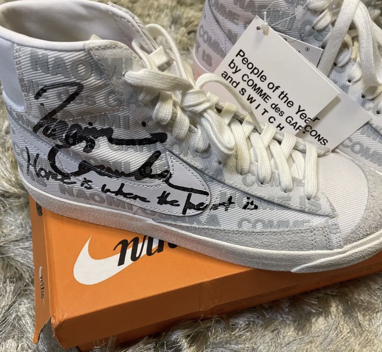 NAOMI OSAKA COMME DES GARCONS HOMME NIKE BLAZER MID VNTG 77 DA5383-100 US 4  men | eBay
