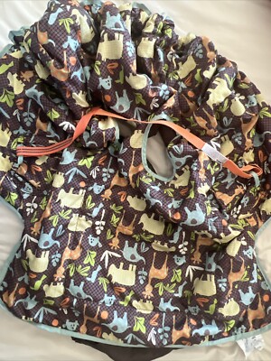 Infantino 2-in-1 Shopping Cart Highchair Cover Brown Animals