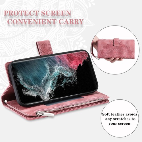 For Samsung S25 S24 S23 S22 S21 FE Ultra Zipper Case Leather Wallet Flip Cover - Picture 21 of 27