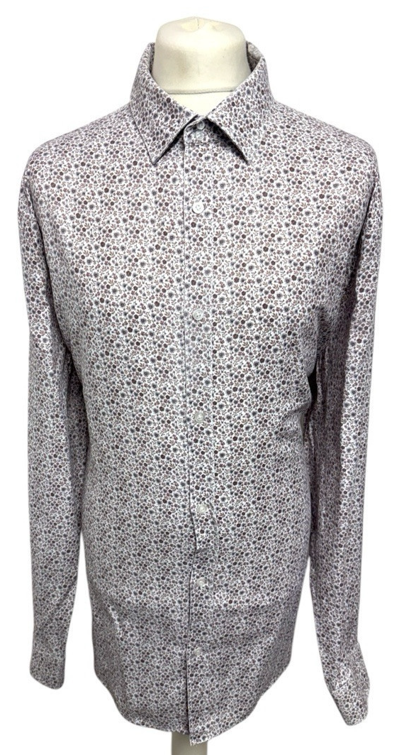 FILA Camicia WILLIAM HUNT Savile Row taglia 19" fantasia floreale marrone uomo nuova