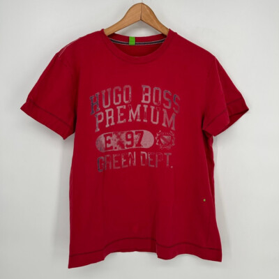 Hugo Boss Shirt Mens Medium Red Graphic Premium Dept Tee Short Sleeve