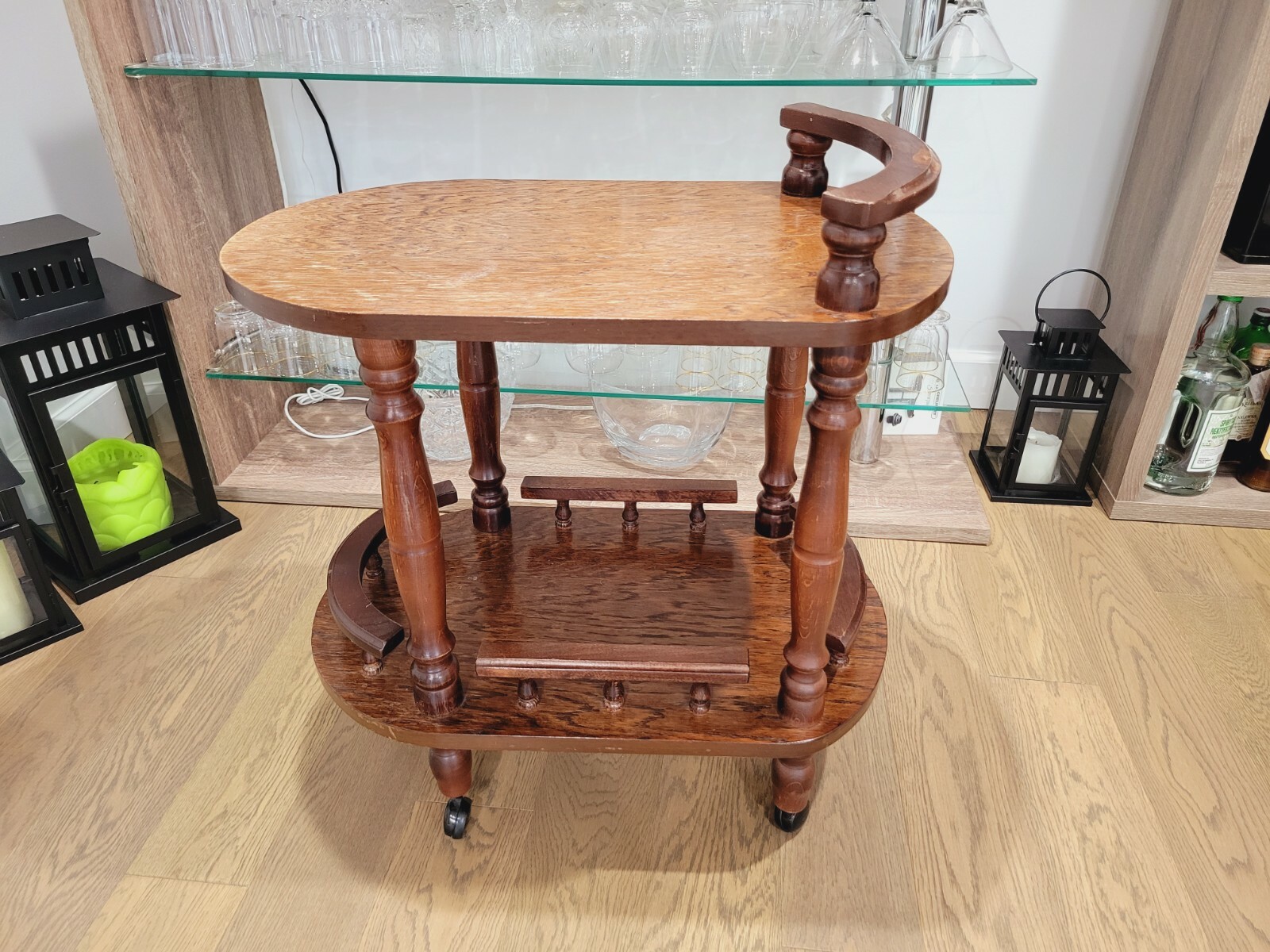 vintage wooden bar cart on wheels eBay