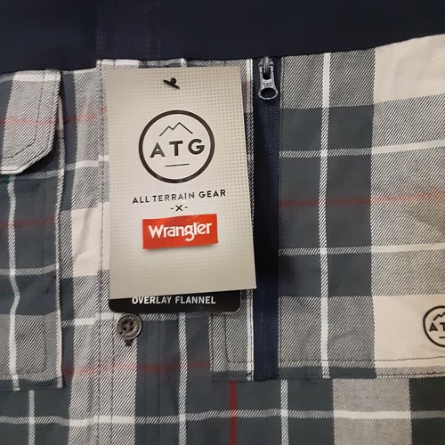 WRANGLER ATG All Terrain Gear Overlay Flannel Shirt Long Sleeve Plaid Size S - Picture 2 of 5