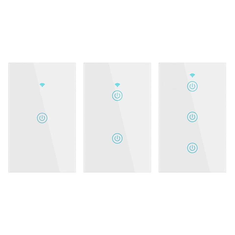 Умный настенный сенсорный выключатель света стеклянная панель 1/2/3 Gang WiFi подходит для Alexa/Google APP - Изображение 4 из 4