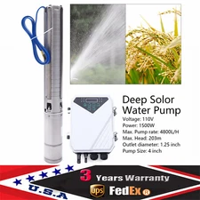 4" 2HP 110V DC Deep Bore Well Solar Water Pump Submersible MPPT Controller Kit