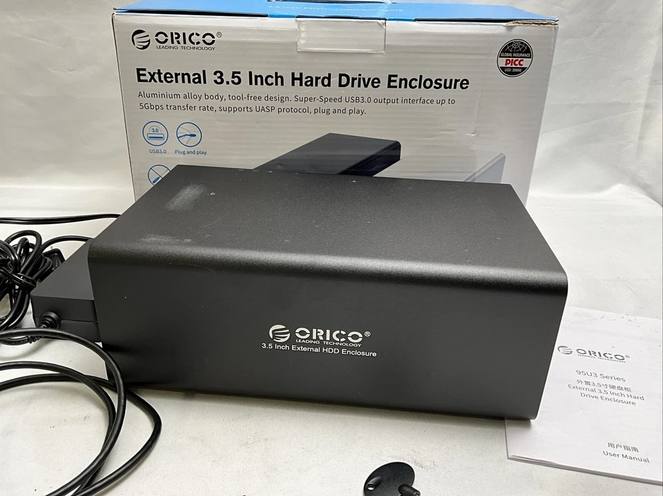 ORICO 2 Bay 3.5" Hard Drive Aluminium USB 3.0 SATA III HDD Caddy - Image 2 of 4