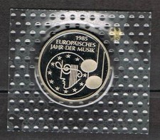 BRD: 5 DM 1985 F J&auml;ger# 437, Europ&auml;isches Jahr der Musik, PP Noppenfolie 15340