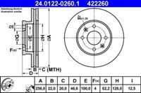 2X Ate 24.0122-0260.1 Bremsscheibe FüR Hyundai Kia