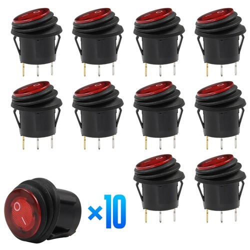 10x KFZ Boot 12V 20A Wasserdicht Kippschalter Wippschalter LED Rot Rund EIN- AUS - Bild 8 von 8