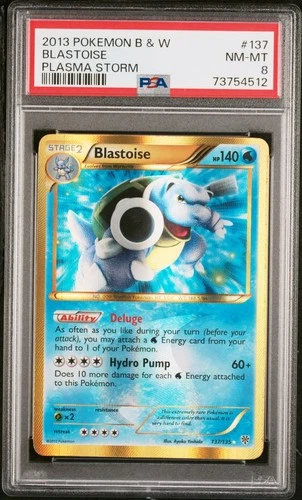 2013 POKEMON BLACK & WHITE PLASMA STORM #137 BLASTOISE PSA 8