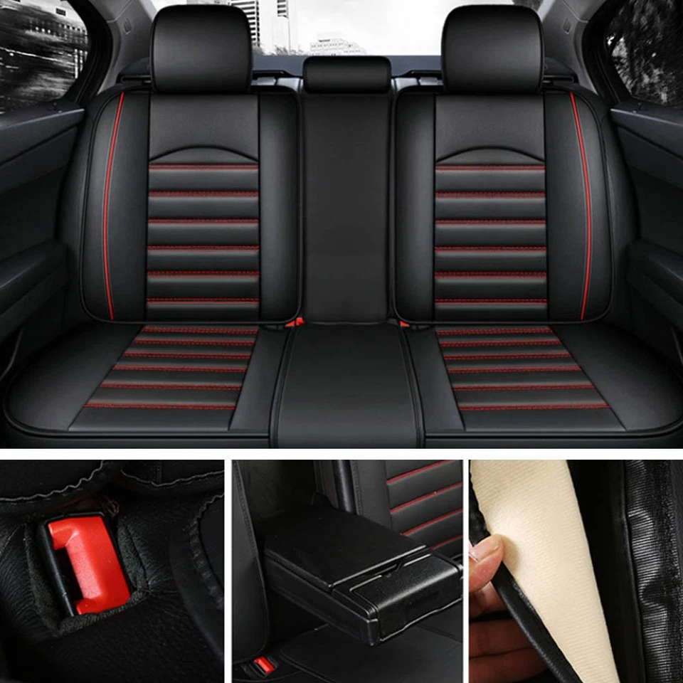 For Kia PU Leather Full Set Seat Cover 5-Seats Front + Rear Cushion Protect Pad Foto 4 de 4