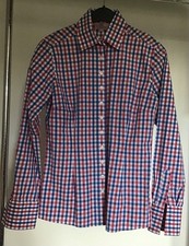 Umani Bluse Gr. S - DE Gr. 36 - Blau/Rot/Weiß kariert - Manschettenbluse - TOP!!