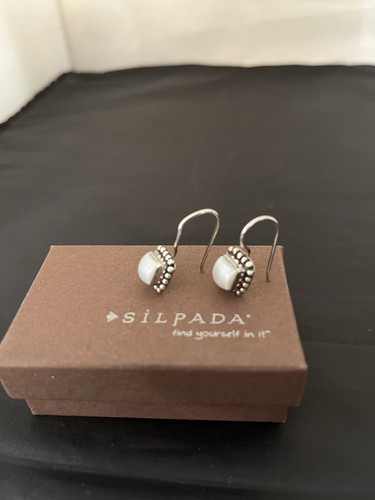 Silpada W1394 Pearl Button Frame Square Earrings 925 Sterling Silver NIB - Bild 2 von 9